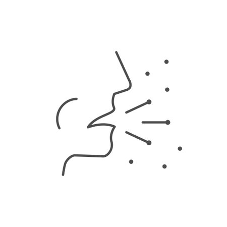 Human cough line outline iconのイラスト素材