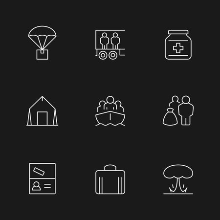 Set line icons of refugeeのイラスト素材