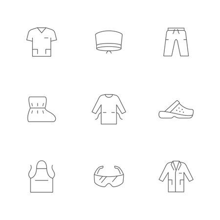 Set line icons of medical uniformのイラスト素材