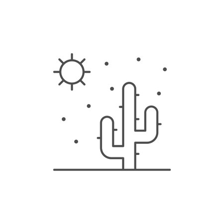 Desert scenery line outline iconのイラスト素材