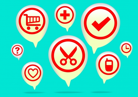 Set of aqua bubble icons for web site, health, firat aidのイラスト素材