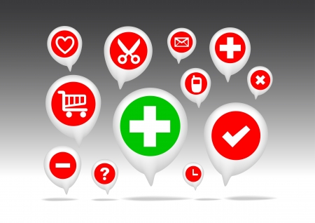 Set of aqua bubble icons for web site, health, firat aidのイラスト素材