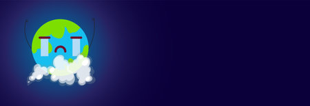 illustration of a planet in CO2 clouds on a dark blue background.のイラスト素材