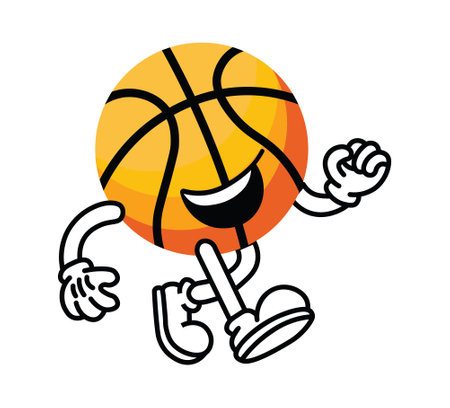 Vintage rubberhose character, basketball vintage cartoon mascot, vector illustrationのイラスト素材