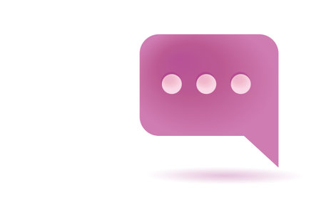 3d vector illustration of a purple speech bubble on white gradient. Copy spaceのイラスト素材