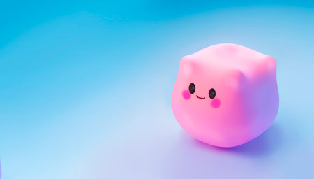 3d rendering of cute pink piggy bank isolated on blue backgroundの素材