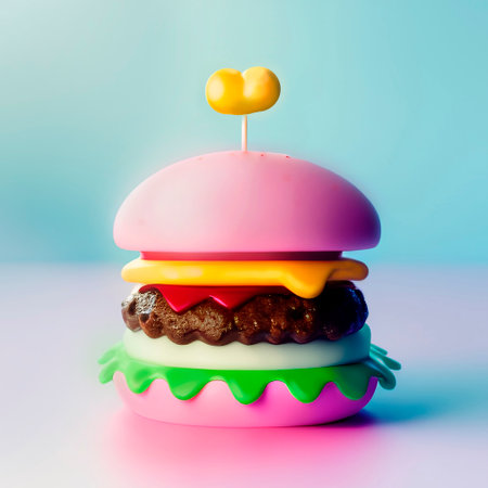 Hamburger on colorful background with copy space for your text.の素材