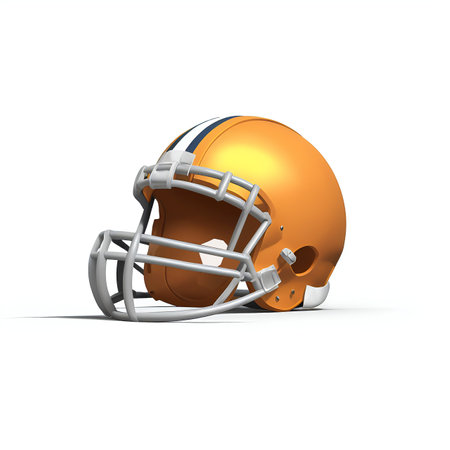 american football helmet on a white background. 3d rendering.の素材