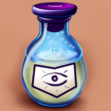 Illustration of a magic potion in a bottle with eyes on itの素材