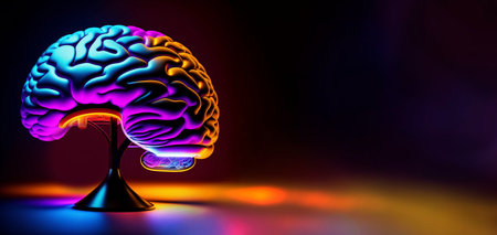Human brain on a dark background. 3d rendering, 3d illustration.の素材
