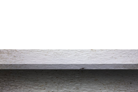 Empty top of natural stone shelves isolated on white background. For product displayの写真素材