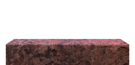 Red granite stone isolated on white background with clipping path. Product displayの写真素材