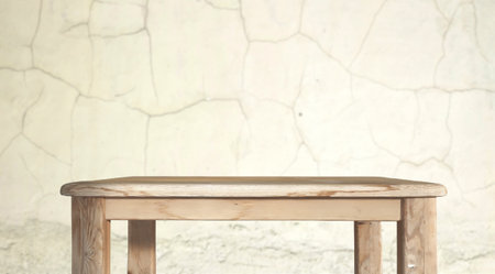 Empty top of wooden table and stone wall background. For product displayの写真素材
