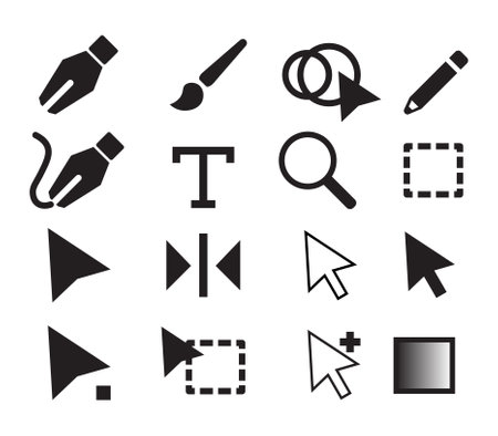 cursor icon set, vector drawing tools icons, aplication pictogram collection, simple design editable stroke.のイラスト素材
