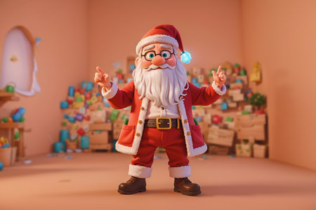 santa claus in a room with toys. Christmas concept.の素材