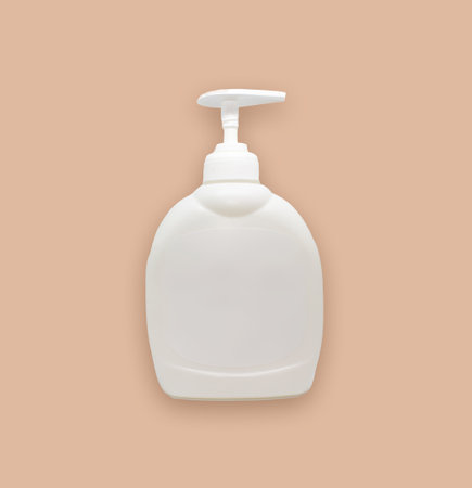 Plastic bottle of liquid soap on a beige background. 3d renderingの写真素材