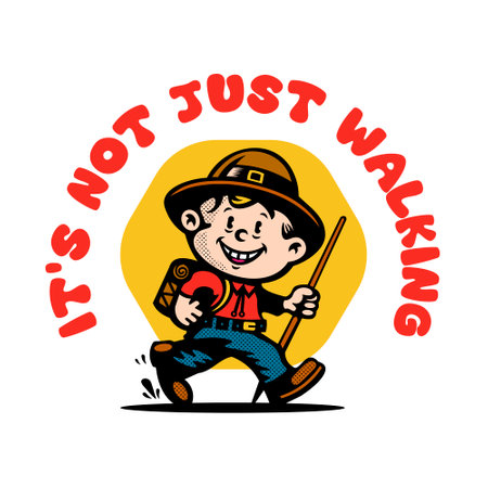 cartoon hiker, cute funny flat character, vector illustration.のイラスト素材