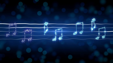 Silver notes on sheet music, moonlight sonata illustration, karaoke backgroundの写真素材