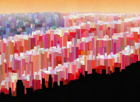 A fanciful cityscape in the form of a United States flagの写真素材