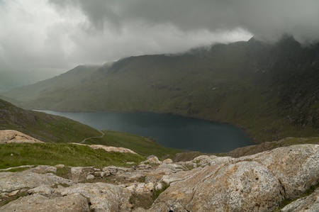 Lake on mountain Snowdon, Wales