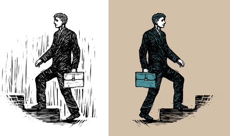 Businessman with briefcase walking upstairsのイラスト素材