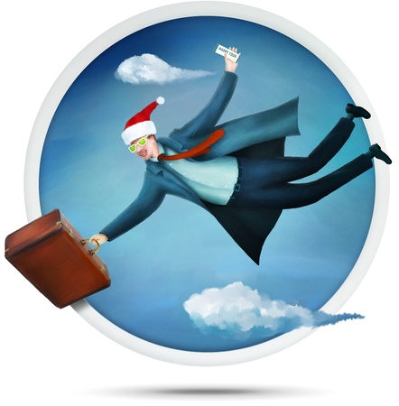 Flying tourist  Happy new year vacation tour for a businessmanの写真素材
