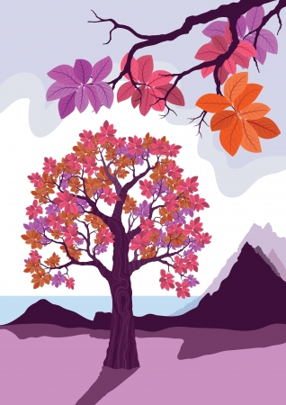 pink decorative tree vector illustrationのイラスト素材