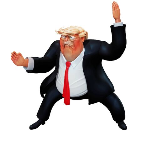 February 28, 2018: Character portrait of Donald Trump ready to fight with no weapon. 3D renderingのeditorial素材
