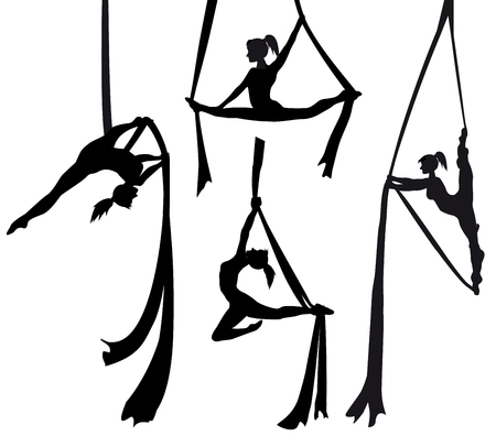 Silk dancer silhouette setのイラスト素材
