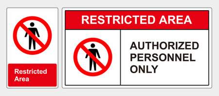 Restricted Area Authorized Personnel Only Symbol Sign, Vector Illustration, Isolate On White Background Label. Safety sign standard ANSI & OSHAのイラスト素材