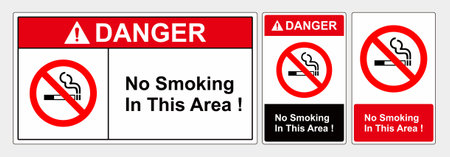 Safety sign no smoking, sign lanscape and potrait forms, ANSI and OSHA standard formats. No smoking this areaのイラスト素材