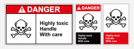 Safety sign Highly Toxic Handle With Care.  Safety sign Vector Illustration. OSHA and ANSI standard sign.のイラスト素材