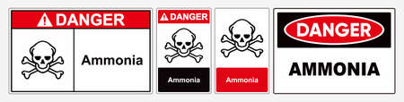 Safety sign danger ammonia. Safety sign Vector Illustration. OSHA and ANSI standard sign.のイラスト素材