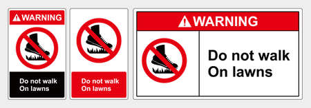 Safety sign Do not walk on lawns. Safety sign Vector Illustration. OSHA and ANSI standard sign.のイラスト素材