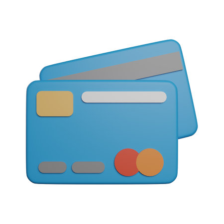 Blue Bank cards digital money 3d illustration rendering iconの写真素材