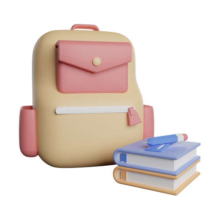 School supplies or study books 3d rendering illustrationの写真素材