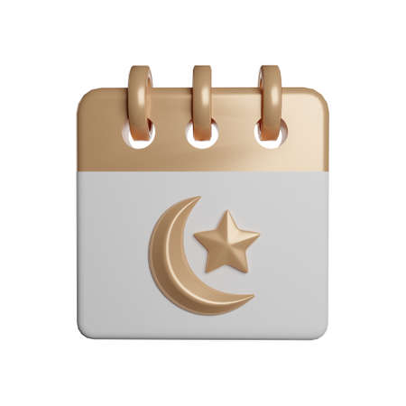 Ramadan calendar with moon and star lantern decoration 3d rendering illustrationの写真素材