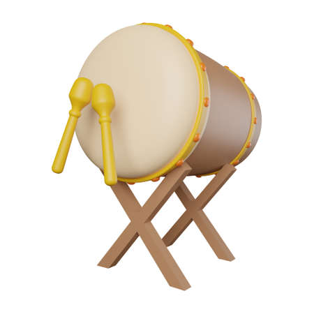 Drum Ramadan or Eid Al-Fitr and Eid Al-Adha Muslims 3d rendering illustrationの写真素材