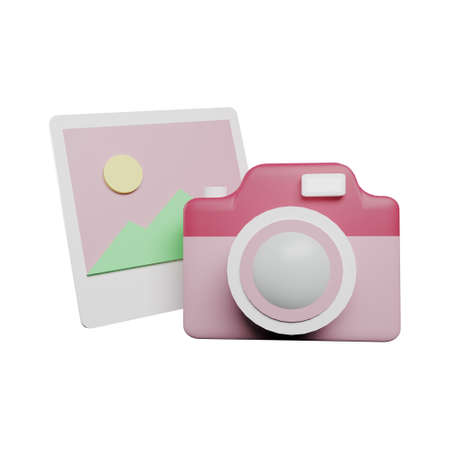 Camera digital photography icon 3d rendering illustrationの写真素材
