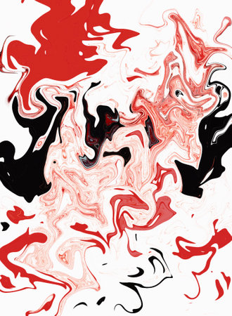 Red, black and white abstract background. Liquid marble pattern. Vector illustration.の写真素材