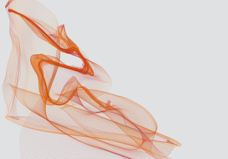 Abstract background with orange wave lines on white backgroundの写真素材