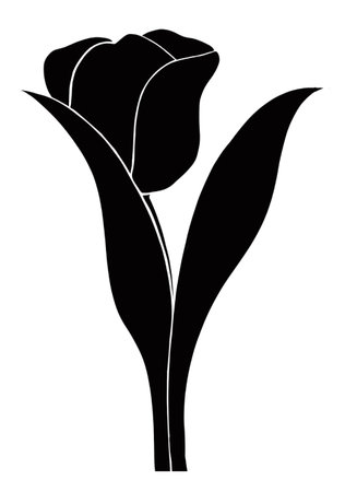 Tulip flower icon cartoon isolated black and white vector illustration graphic designのイラスト素材