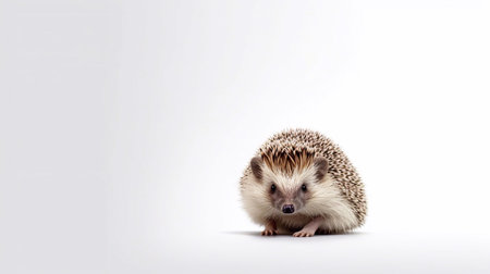 Hedgehog isolated on white background. Copy space for your text.の素材