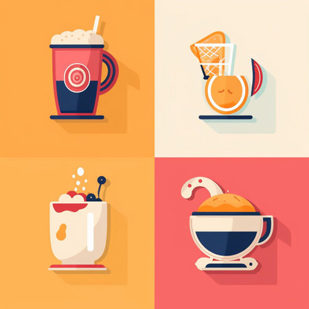 Coffee drink icons set in flat style. Vector illustration.の素材