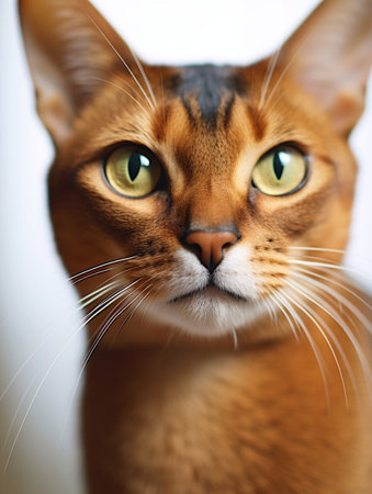 Portrait of a purebred abyssinian cat with big green eyesの素材