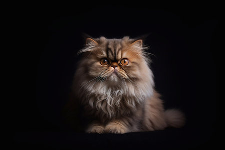 Persian cat on a black background. Studio shot. Close-up.の素材