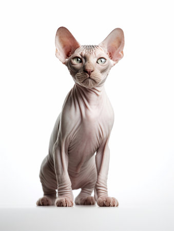 Sphynx cat isolated on a white background, studio shotの素材