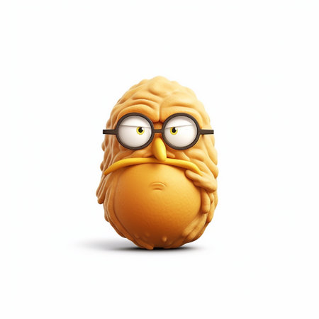 3d illustration of a yellow cartoon character with glasses isolated on white backgroundの素材