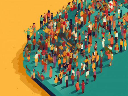 Isometric crowd of people in the crowd. 3d vector illustrationの素材