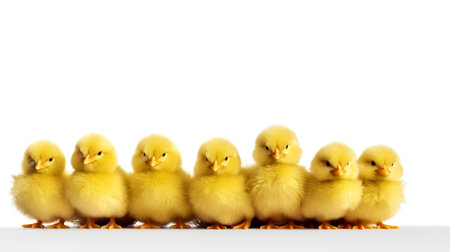 Group of yellow ducklings isolated on white background. Easter concept.の素材